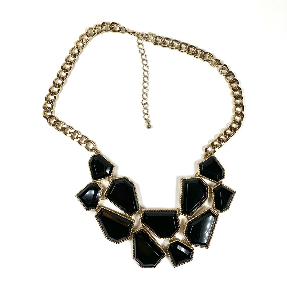 Black and gold toned choker statement necklace